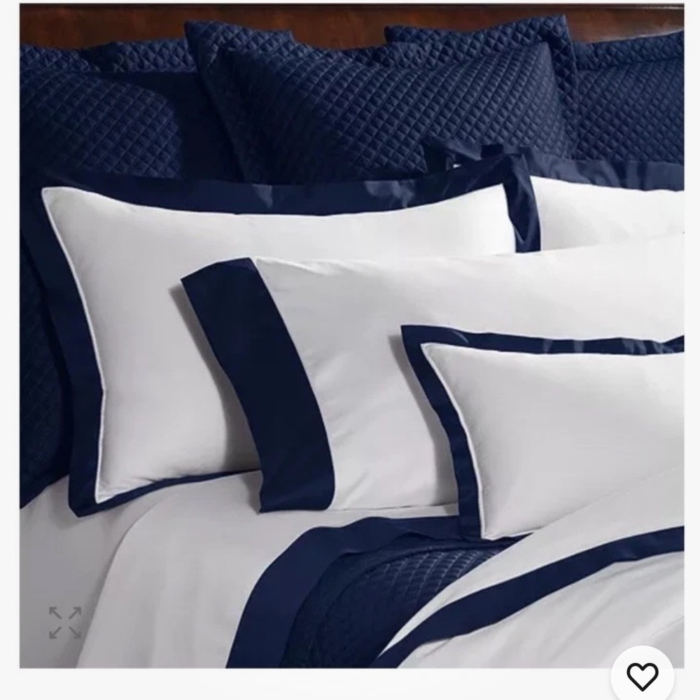 Ralph Lauren Organic Sateen Border European Sham Polo Navy 26x26 Classic NEW